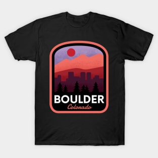Boulder Colorado Retro Mountain Sunset T-Shirt
